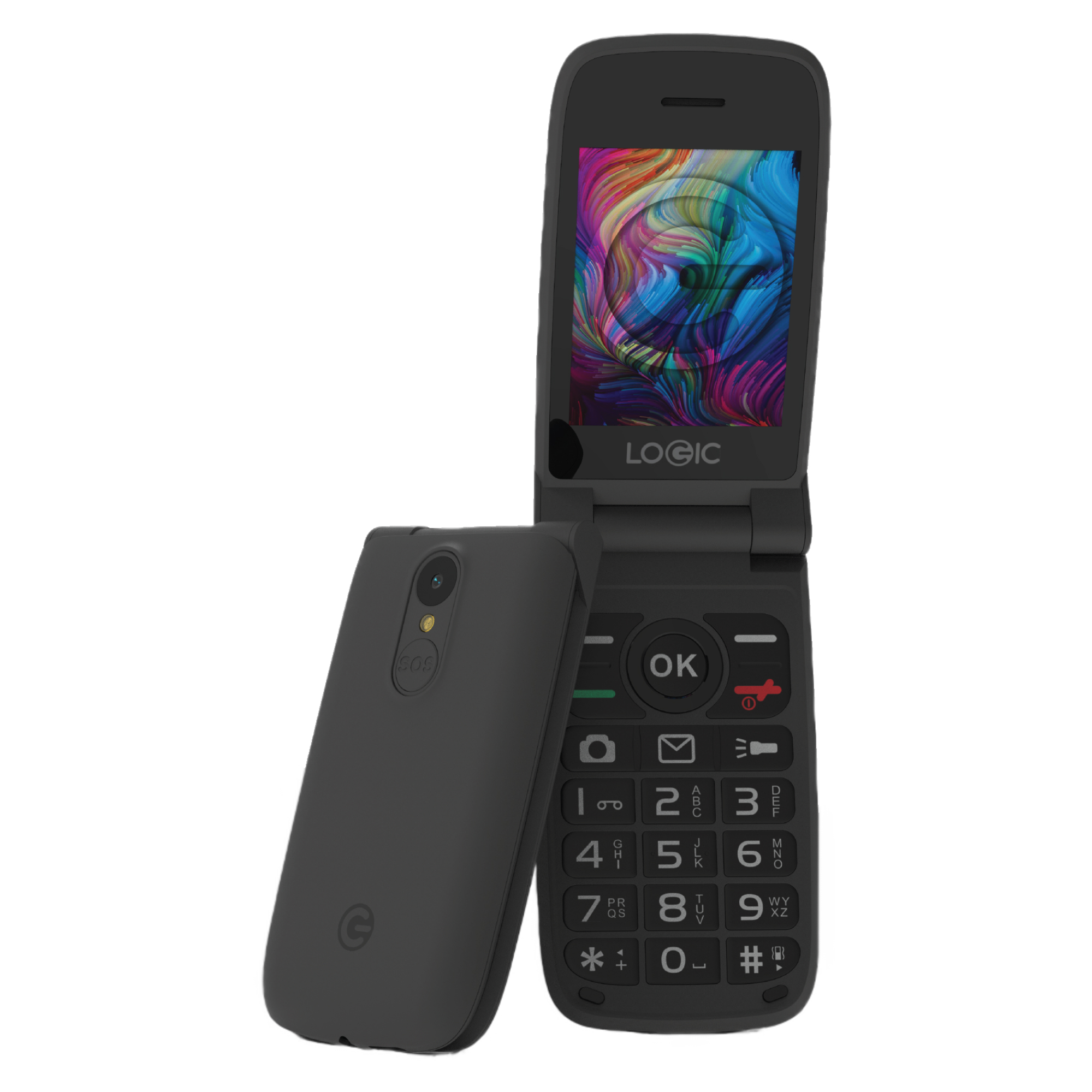 Celular Logic F11L Tipo Almeja para Adultos Mayores con Teclas Grandes Botón SOS Dual SIM Pantalla a