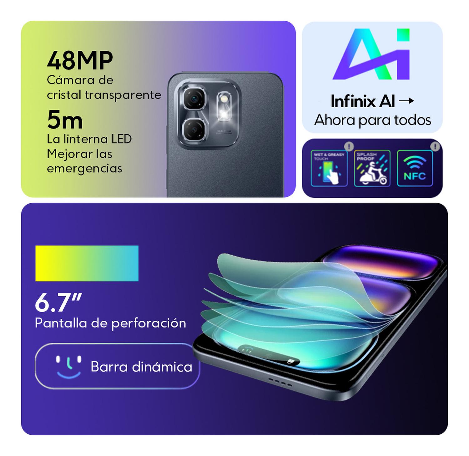 Celular Infinix Hot 50i 256 Gb Rom 4 Gb + 4 Gb Ram Virtual Dual Sim Negro - Imagen 2